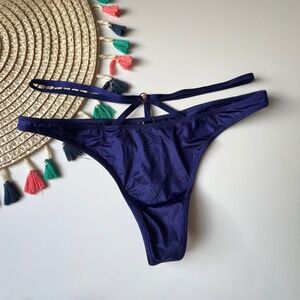 Victoria's Secret  Very Sexy So Obsessed Strappy Thong Panty Royal Blue S NEW